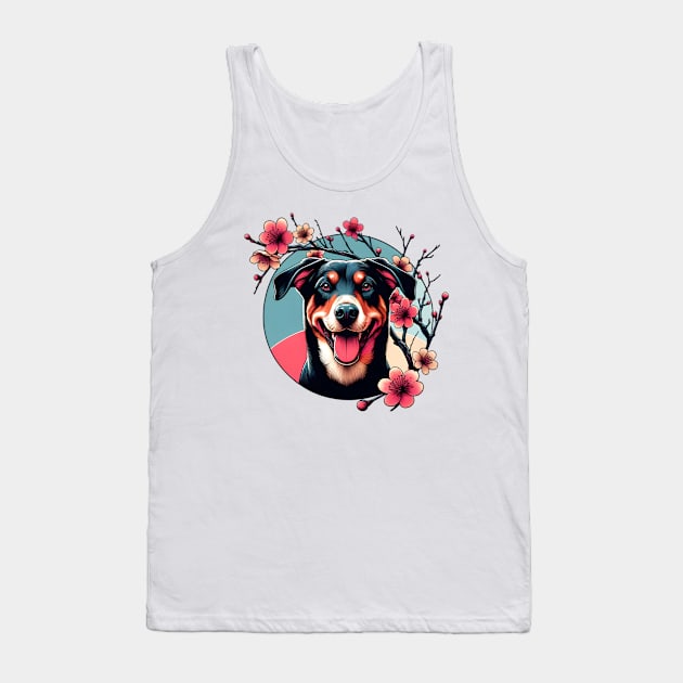 Transylvanian Hound Welcomes Spring with Cherry Blossoms Tank Top by ArtRUs